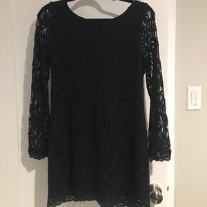 Black lace mini dress